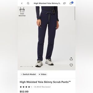 Figs High Waisted Yola Skinny Scrub Pants in Navy